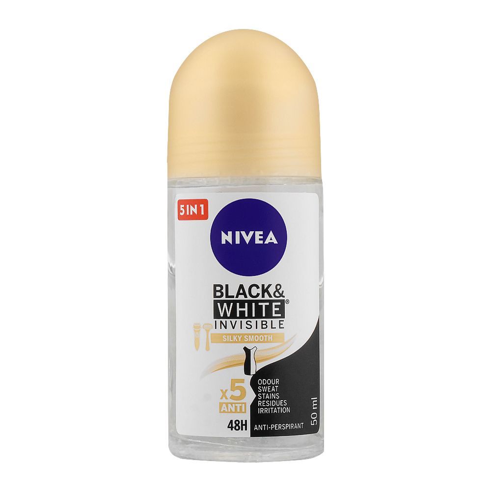 Nivea Black & White Invisible Silky-Smooth Roll On, 50ml