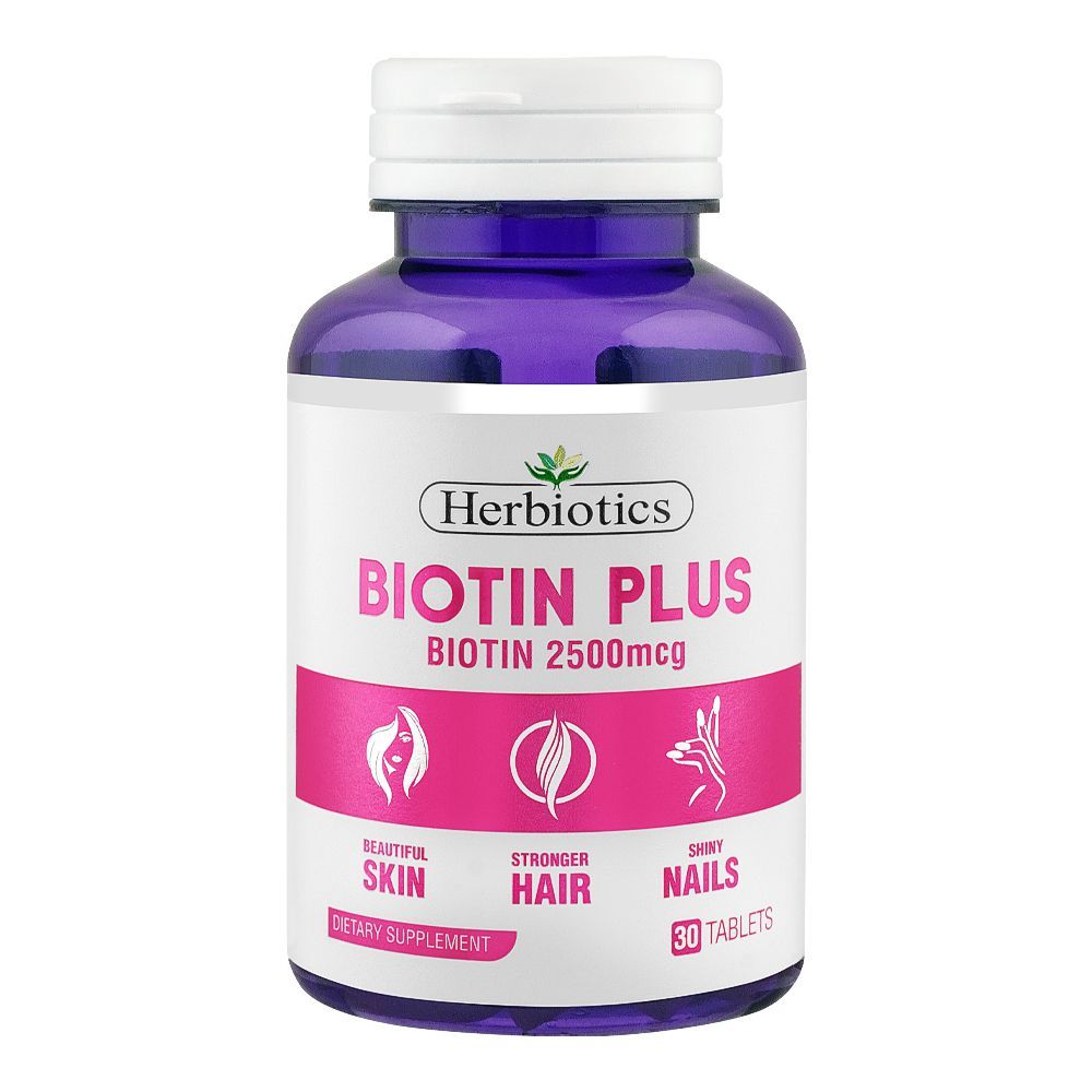 Herbiotics Biotin Plus Biotin 2500mcg, Beautiful Skin, Stronger Hair, Shiny Nails, 30-Pack