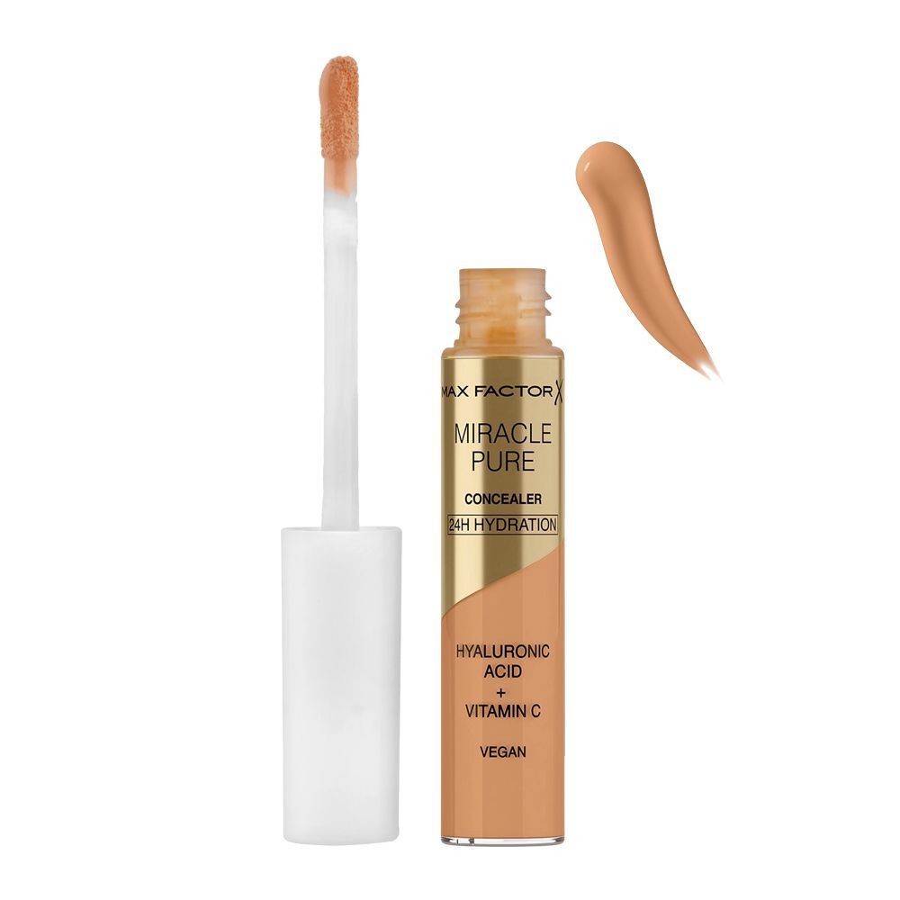 Max Factor Miracle Pure 24 Hours Hydration Hyaluronic Acid + Vitamin C Vegan Concealer, 06, 7.8ml