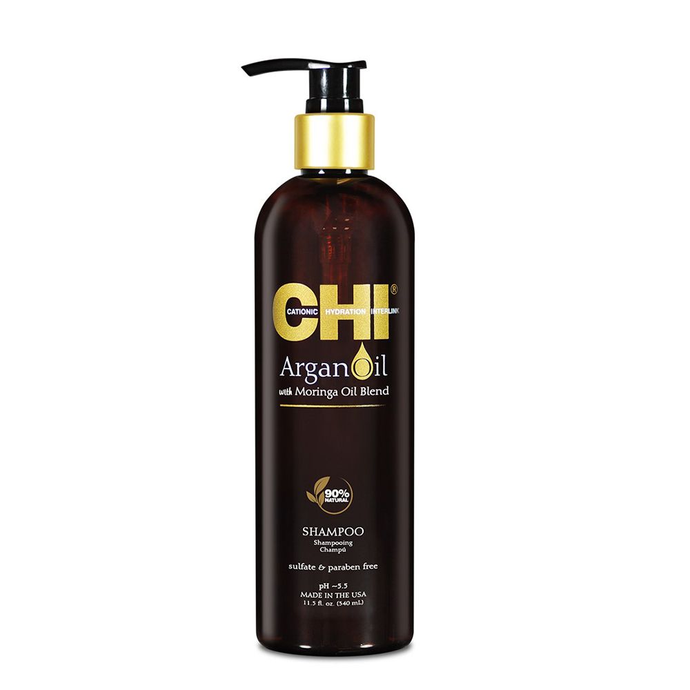 CHI Argan Oil Shampoo, Sulfate & Paraben Free, For Damaged Hair, 340ml