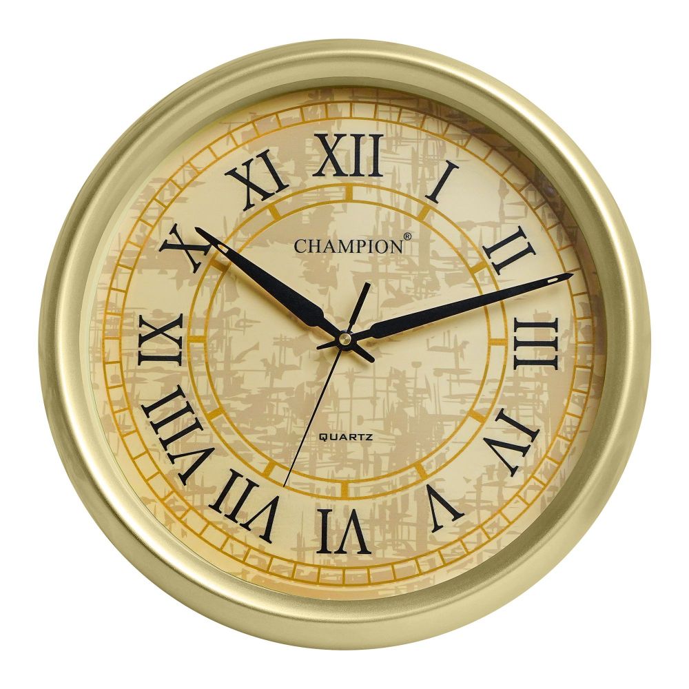 Z.A Wall Clock, Textured Yellow Gold Background & Border, DX-05-QC1