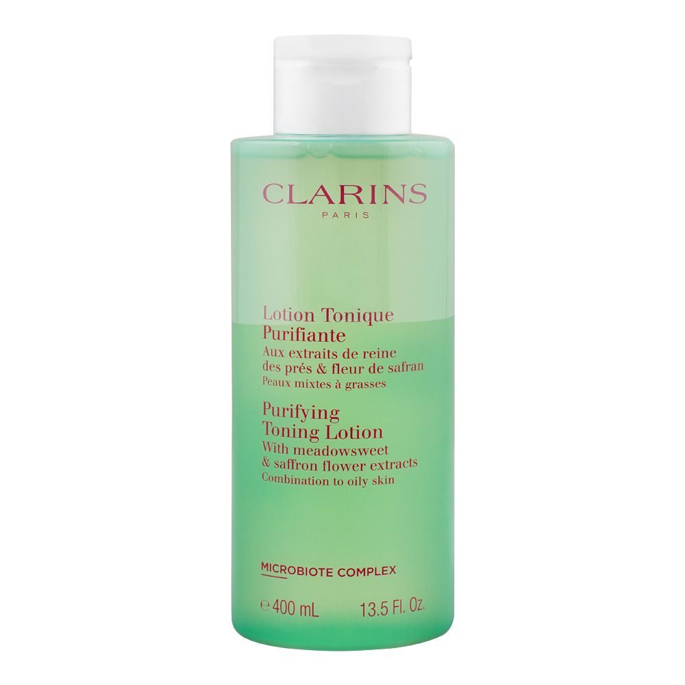 Clarins Paris Meadowsweet & Saffron Flower Purifying Toning Lotion Combination To Oily Skin, Combination To Oily Skin, 400ml