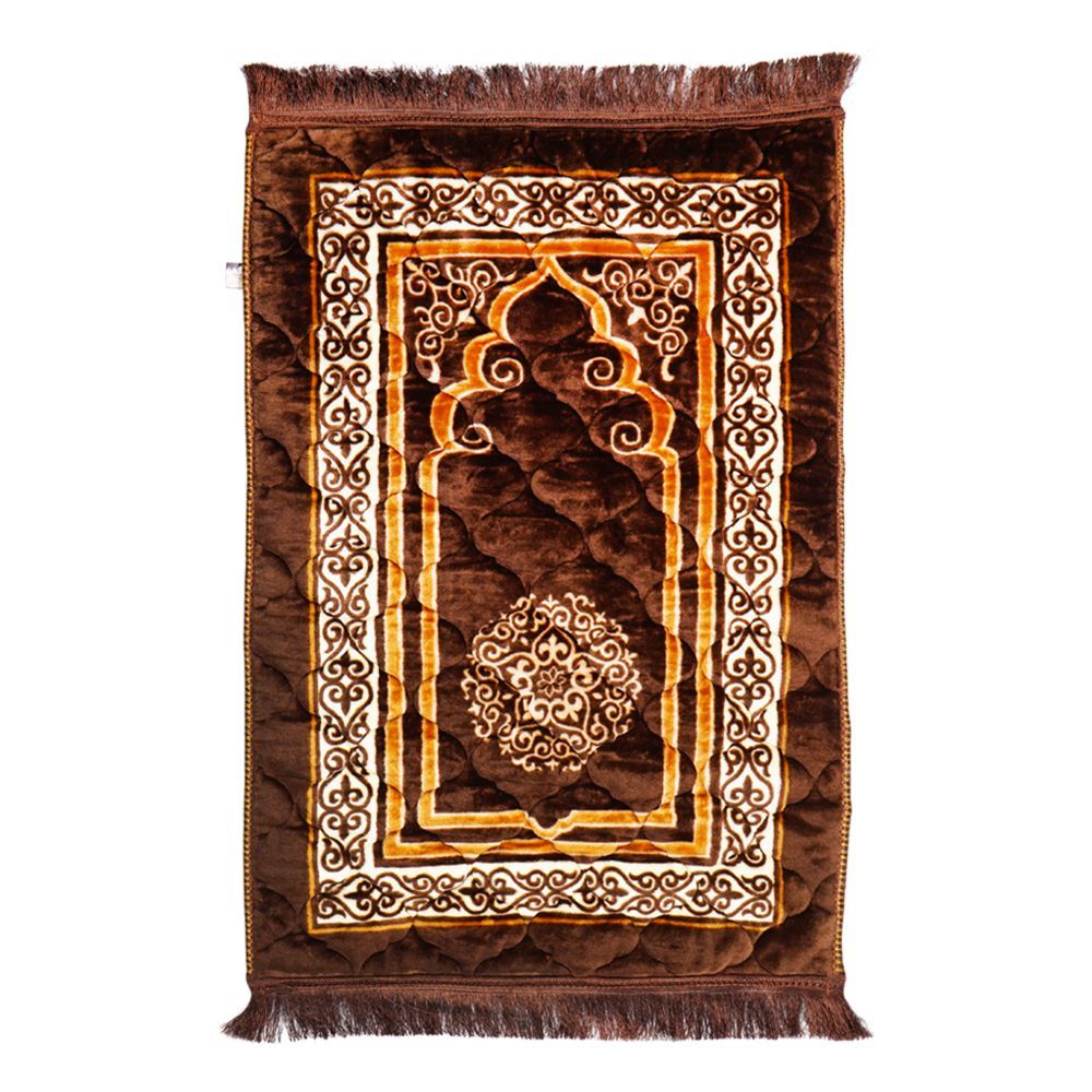 Plushmink Premium Mughal Printed Prayer Mat, Brown, F404018
