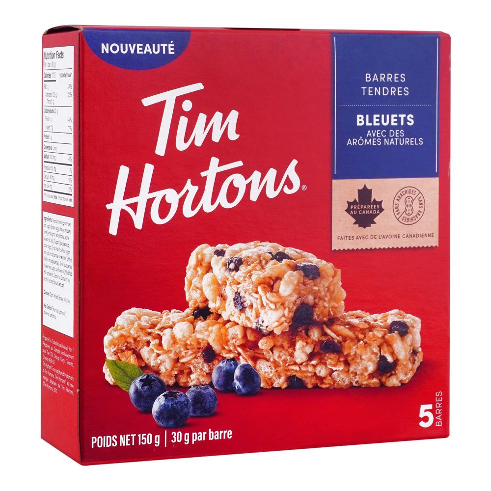 Tim Hortons Blueberry Chewy Granola Bars, 5-Pack 30g Each