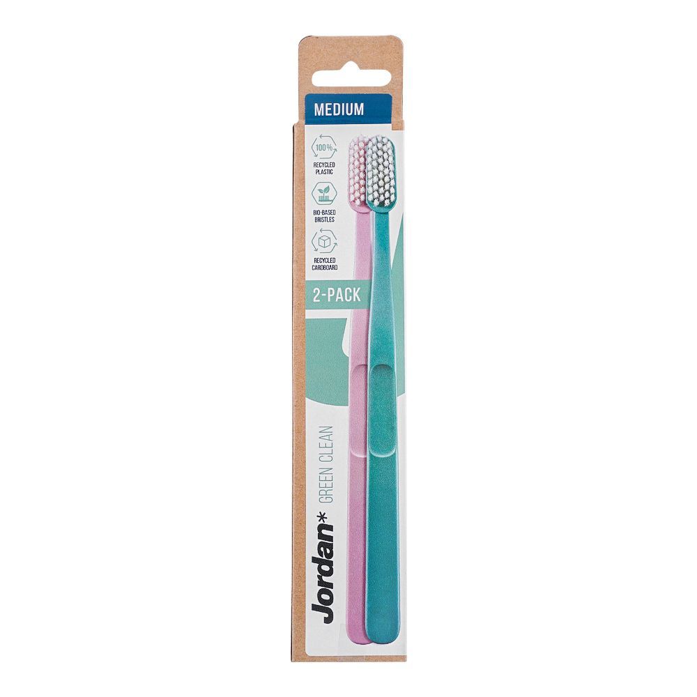 Jordan Green Clean Toothbrush, Medium, 2-Pack
