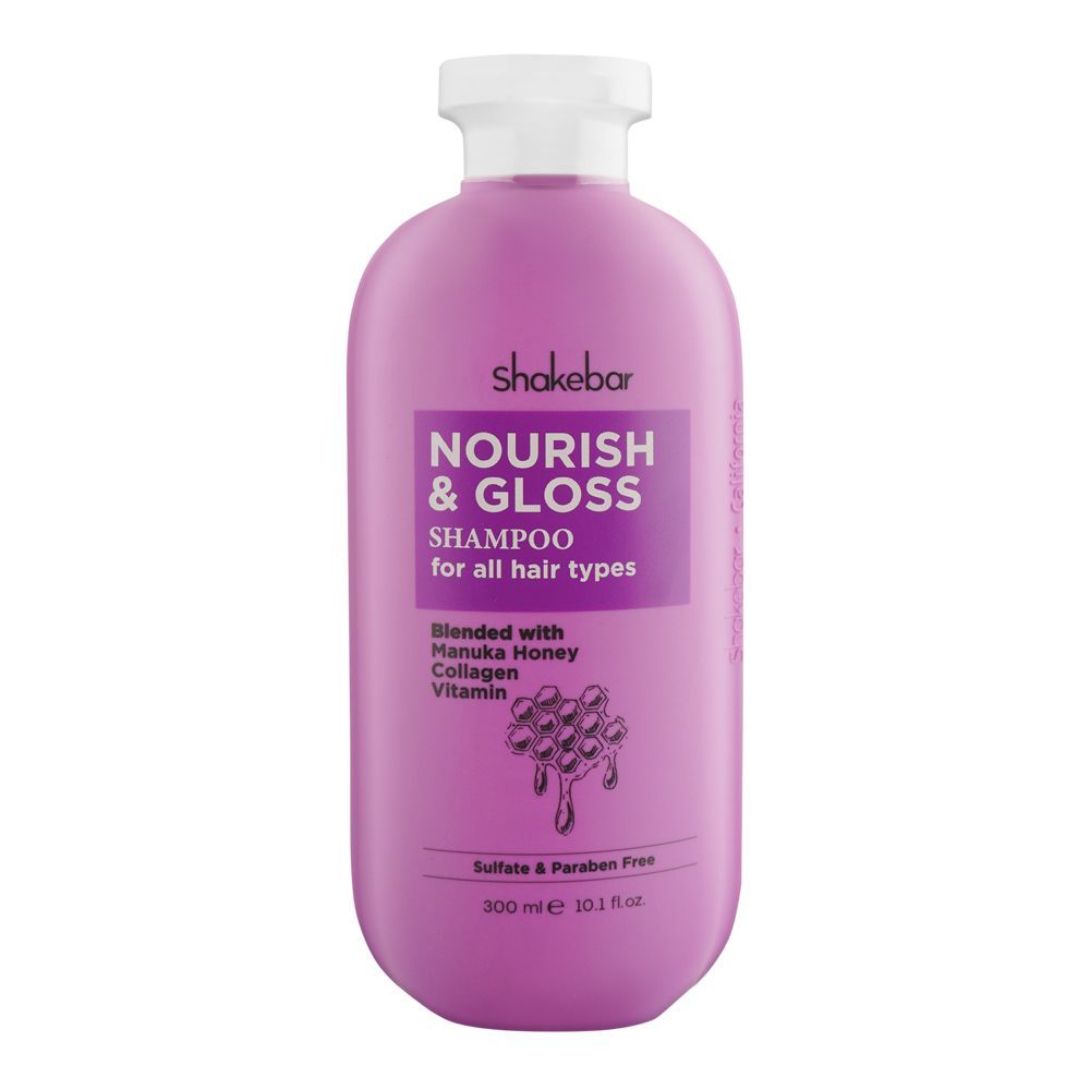 Shakebar Nourish & Gloss Sulfate & Paraben Free Shampoo, All Hair Types, 300ml