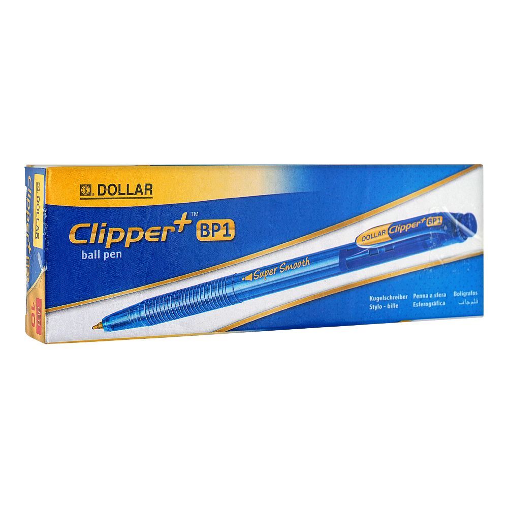 Dollar Clipper+BP1 Super Smooth Ball Pen F 0.8, Red, 10-Pack, BPCL5