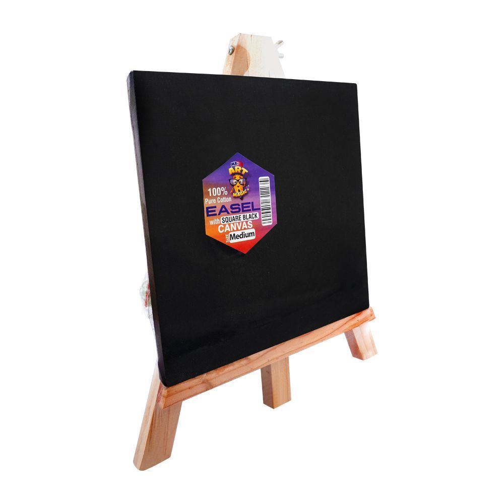 Mr. Art Magic 100% Pure Cotton Easel With Canvas, Medium, Black, 553-3923