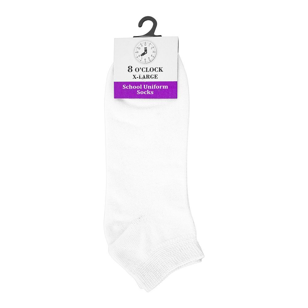 8 O'Clock School Uniform Ankle Socks, X-Large, White