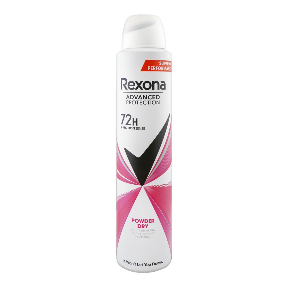 Rexona Advanced Protection 72 Hours+ Motion Sense Powder Dry Anti Transparent Body Spray, For Women, 200ml