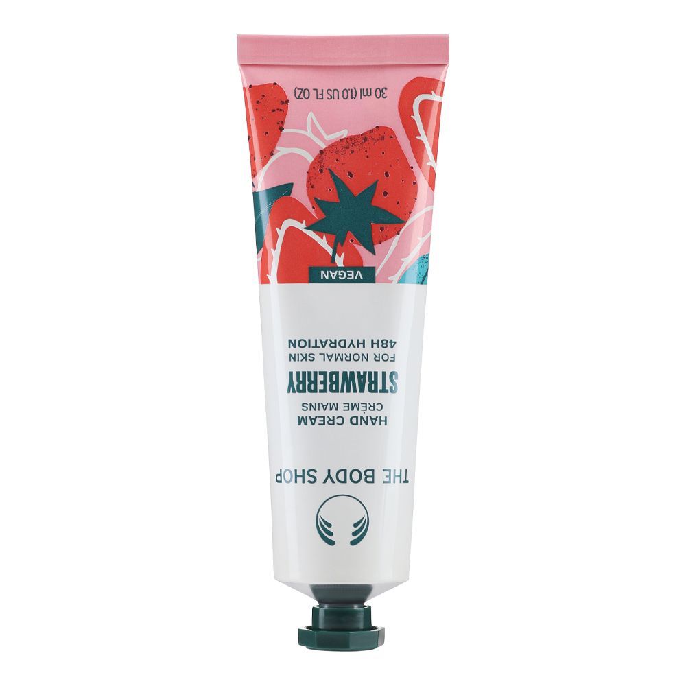 The Body Shop Vegan Strawberry 48 Hours Hydration Hand Cream, For Normal To Dry Skin, 30ml