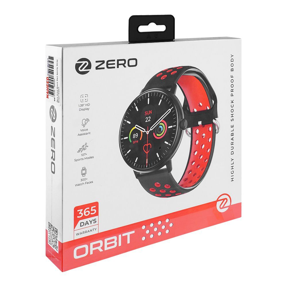 Zero Men's Orbit Black Red Sporty Strap Smart Watch