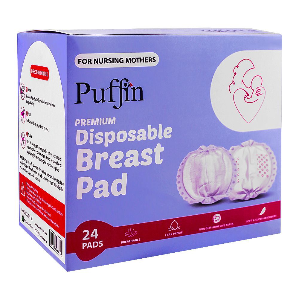 Puffin Premium Disposable Breast Pad, 24-Pack