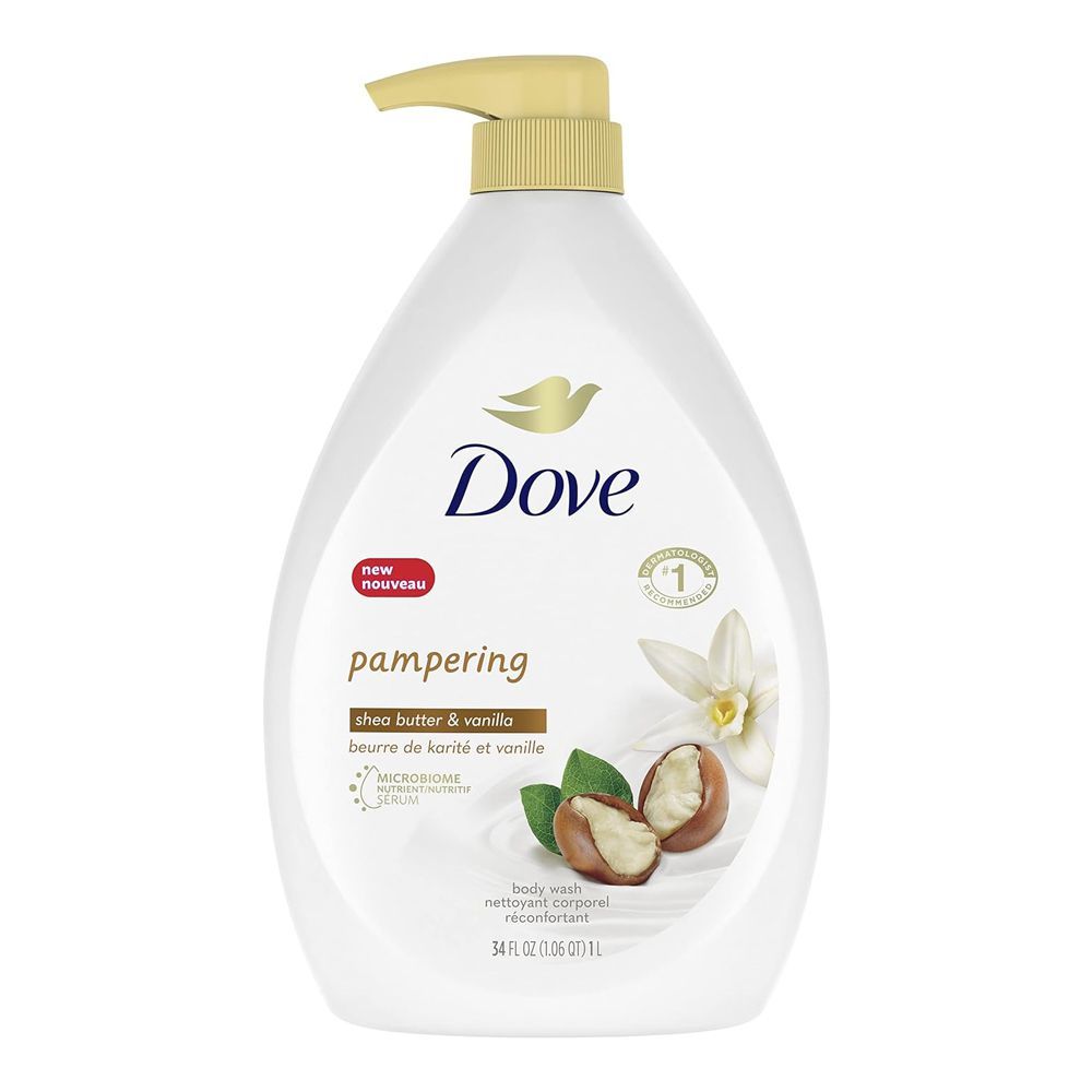 Dove Pampering Shea Butter & Vanilla Body Wash, 1 Liter