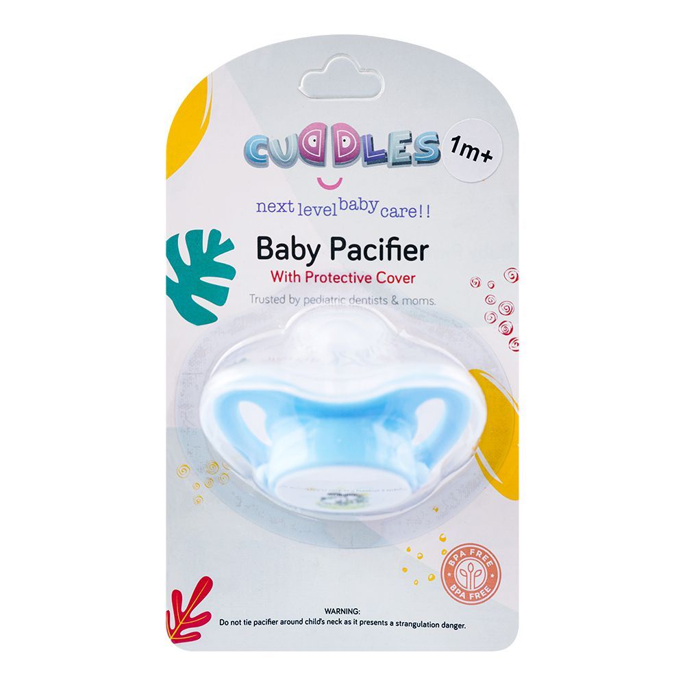 Cuddles Baby Pacifier With Protective Cover, 1 Month+ CBP001/01, Blue