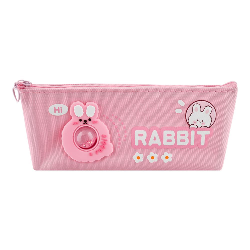 Rabbit Pencil Box Pouch, Pink, H-522