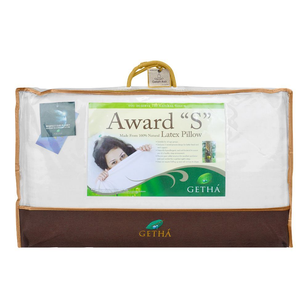 Getha 100% Natural Latex Award S Pillow, 62 x 37 x 14 cm
