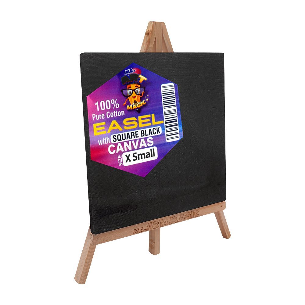 Mr. Art Magic 100% Pure Cotton Easel With Square Canvas, X-Small, Black, 551-3906