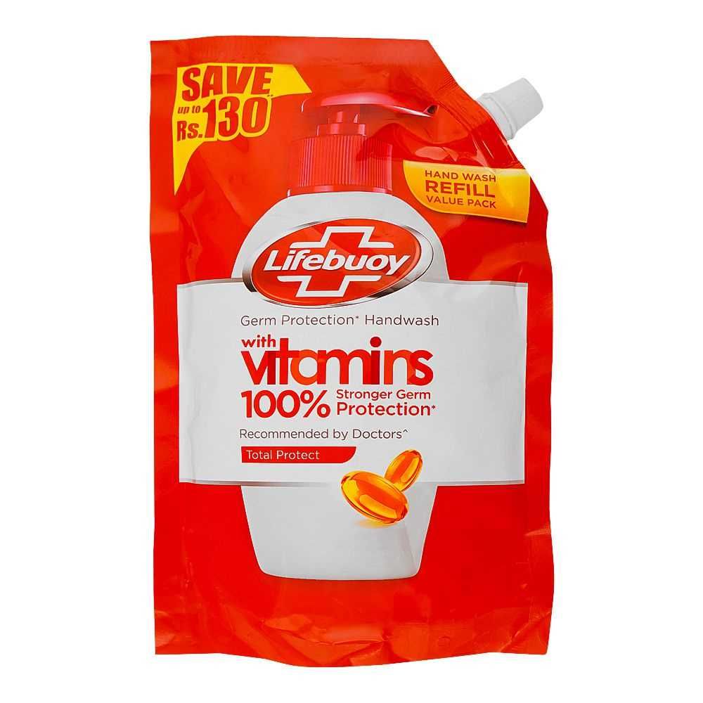Lifebuoy Total Protect With Vitamin Hand Wash, 400ml Pouch Refill, Save Up To Rs.130/-