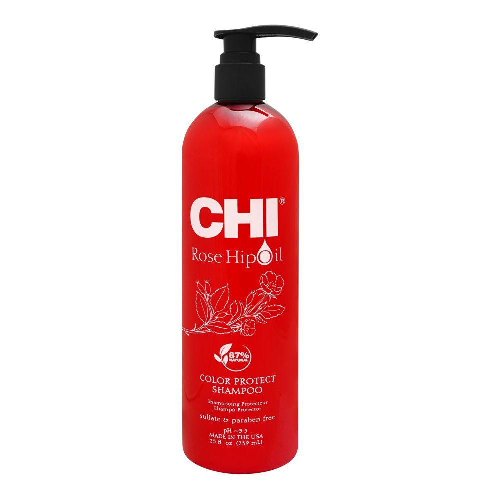 CHI Rose Hip Oil 87% Natural Sulfate & Paraben Free Color Protect Shampoo, 739ml