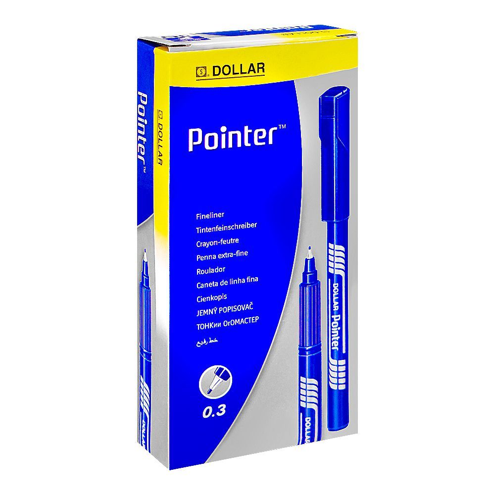 Dollar Fine Liner Pointer F 0.3, Blue, 10-Pack, FL PTM03