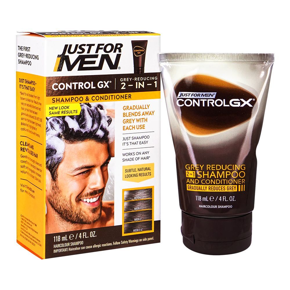 Just For Men Control GX Grey Reducing 2-In-1 Shampoo & Conditioner, 118ml
