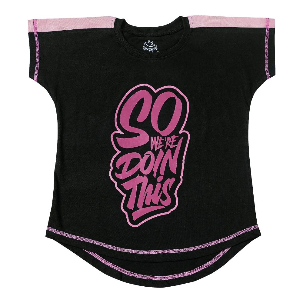 The Nest Winter Generic Girls Baggy T-Shirt, Black & Pink, 12828