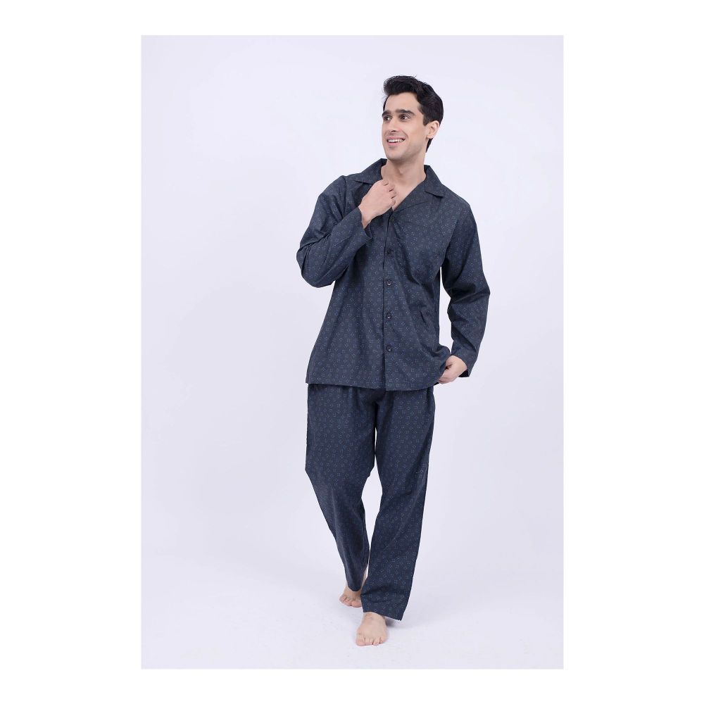 Jockey Men Everyday Woven Pajama Suit, Dark Navy Motif, MLWPSPWNFNC-498