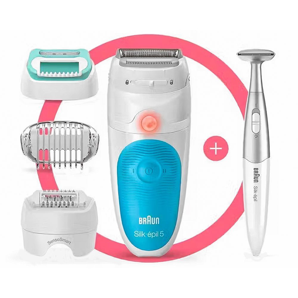 Braun Silk-Epil 5 Wet & Dry Epilator, White/Blue, SES5810