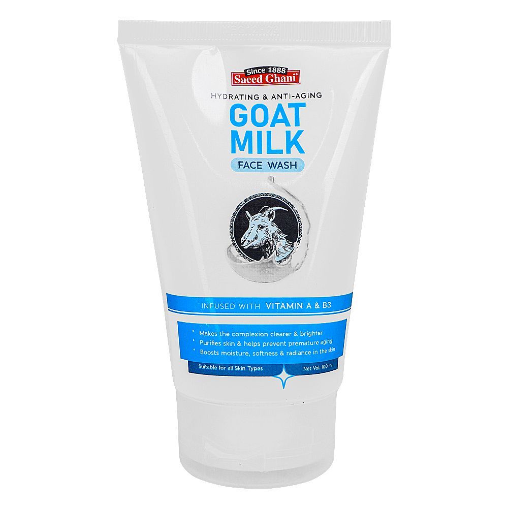 Saeed Ghani Hydrating & Anti-Aging Goat Milk Face Wash, Suitable For All Skin Types, 100ml