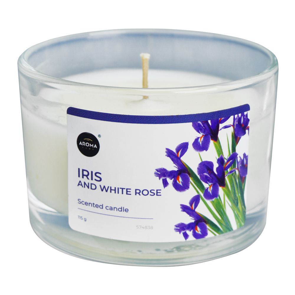 Aroma Home Iris With A White Rose Scented Candle, 115g