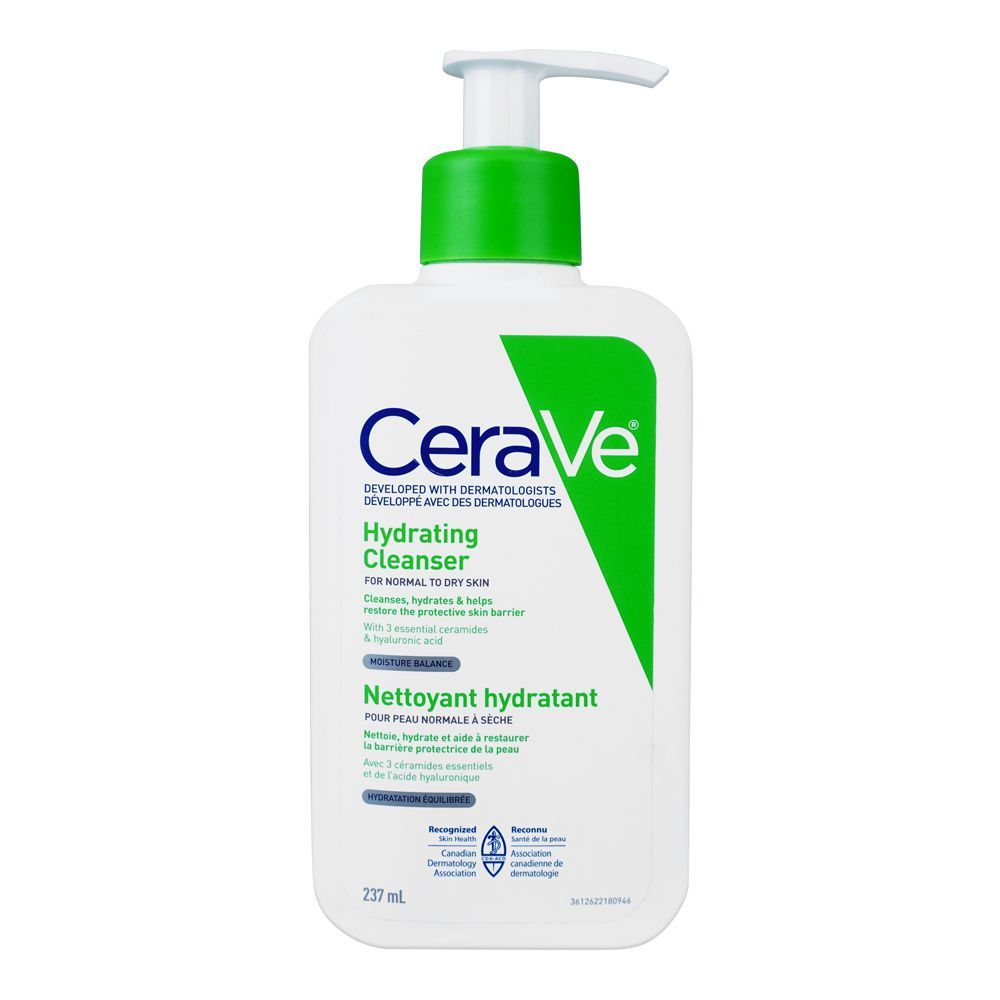 CeraVe Hydrating Cleanser for Normal to Dry Skin, Nettoyant Hydratant, Ceramides and Hyaluronic Acid, 237ml