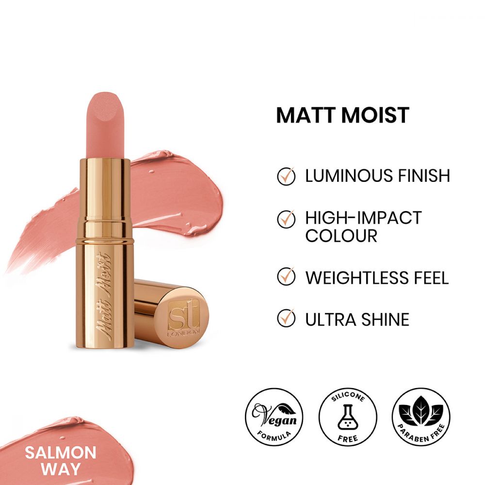 ST London Matte Moist Long Lasting Lipstick, Salmon Way