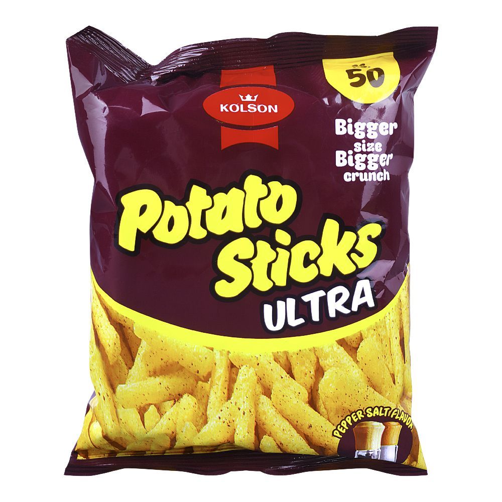 Kolson Potato Sticks Ultra Pepper & Salt Snacks, 38g, 1-Pack