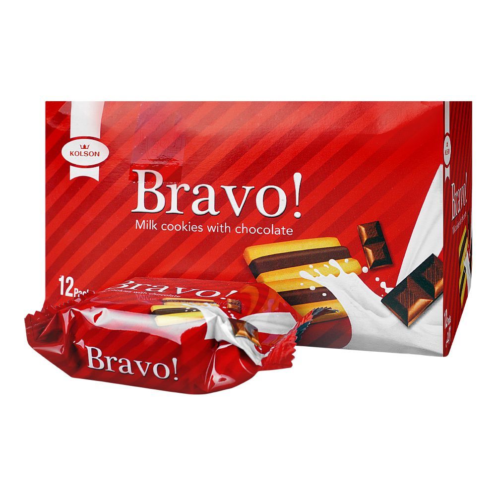 Kolson Bravo Milk Cookies With Chocolate, Biscuits Snack Pack