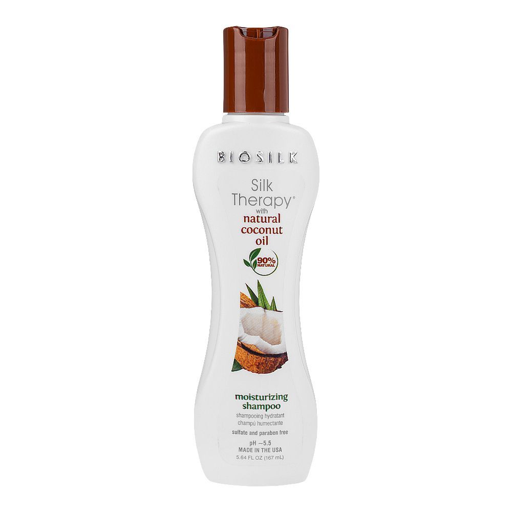 Biosilk Silk Therapy with 90% Natural Coconut Oil Moisturizing Shampoo, Sulfate And Paraben Free Shampoo, 167ml