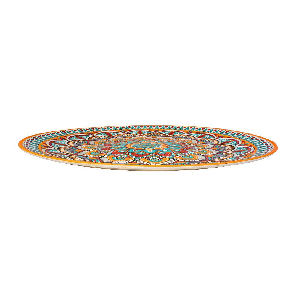 Sky Melamine Thal, Large, Ajrak Print, 18 Inches, Cultural Design, Serving Plate