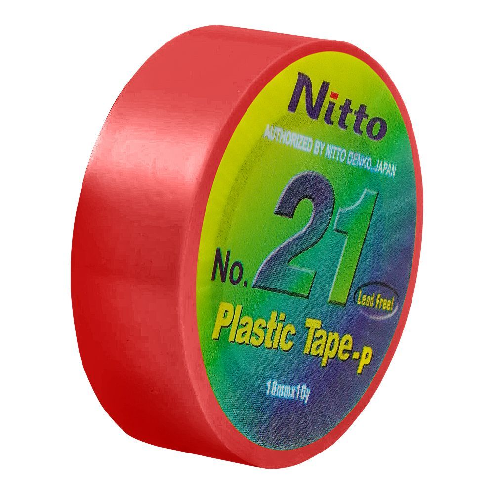 Nitto Plastic Tape, Lead Free, 18mm, Red, No.21