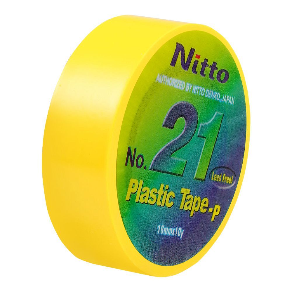 Nitto Plastic Tape, Lead Free, 18mm, Yellow, No.21