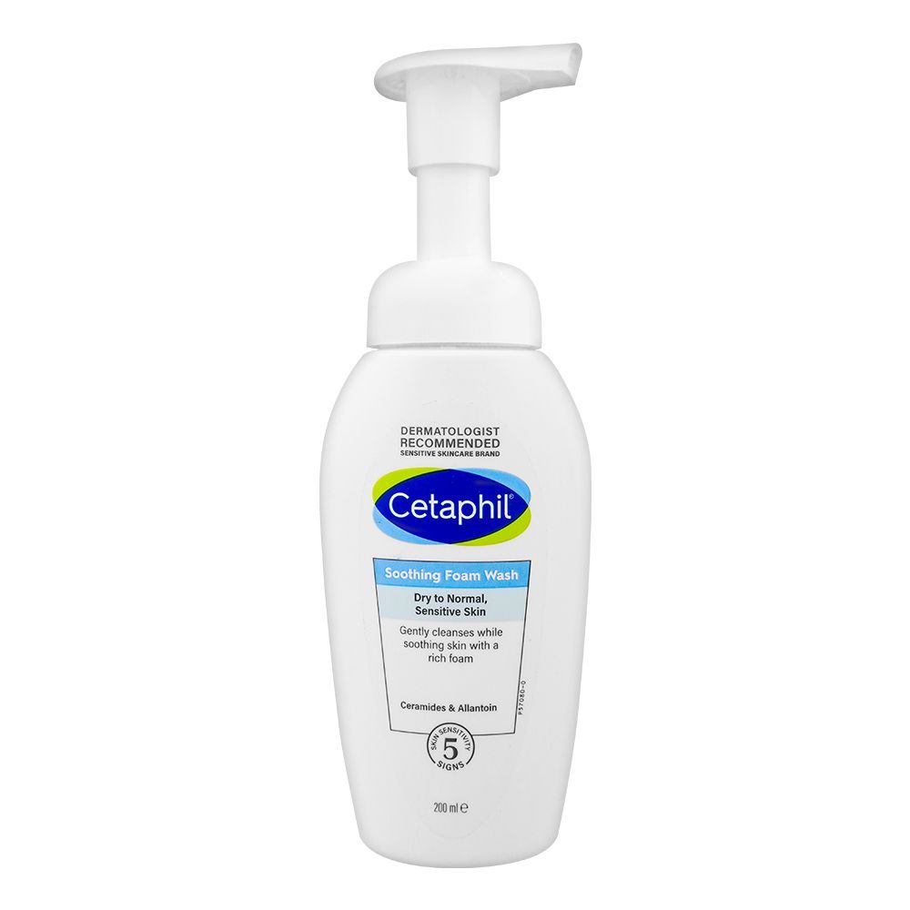 Cetaphil Soothing Foam Wash, Face Wash For Dry, Normal or Sensitive Skin, 200ml