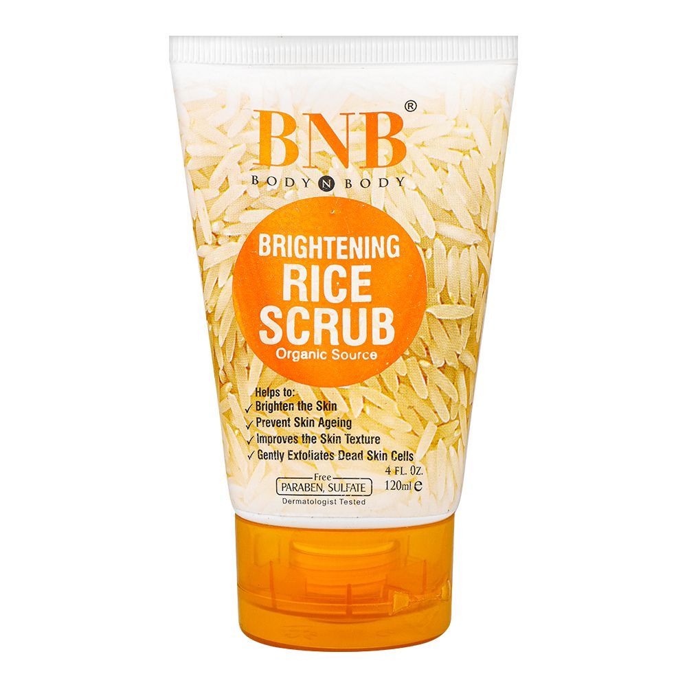 BNB Organic Source Brightening Rice Scrub, Paraben and Sulfate Free, Dermatologist-Tested, 120ml