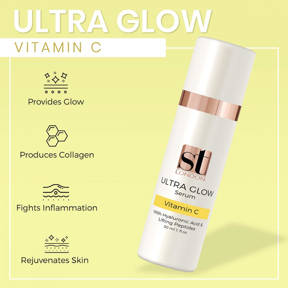 ST London Vitamin C With Hyaluronic Acid & Lifting Peptides Ultra Glow Serum, 30ml