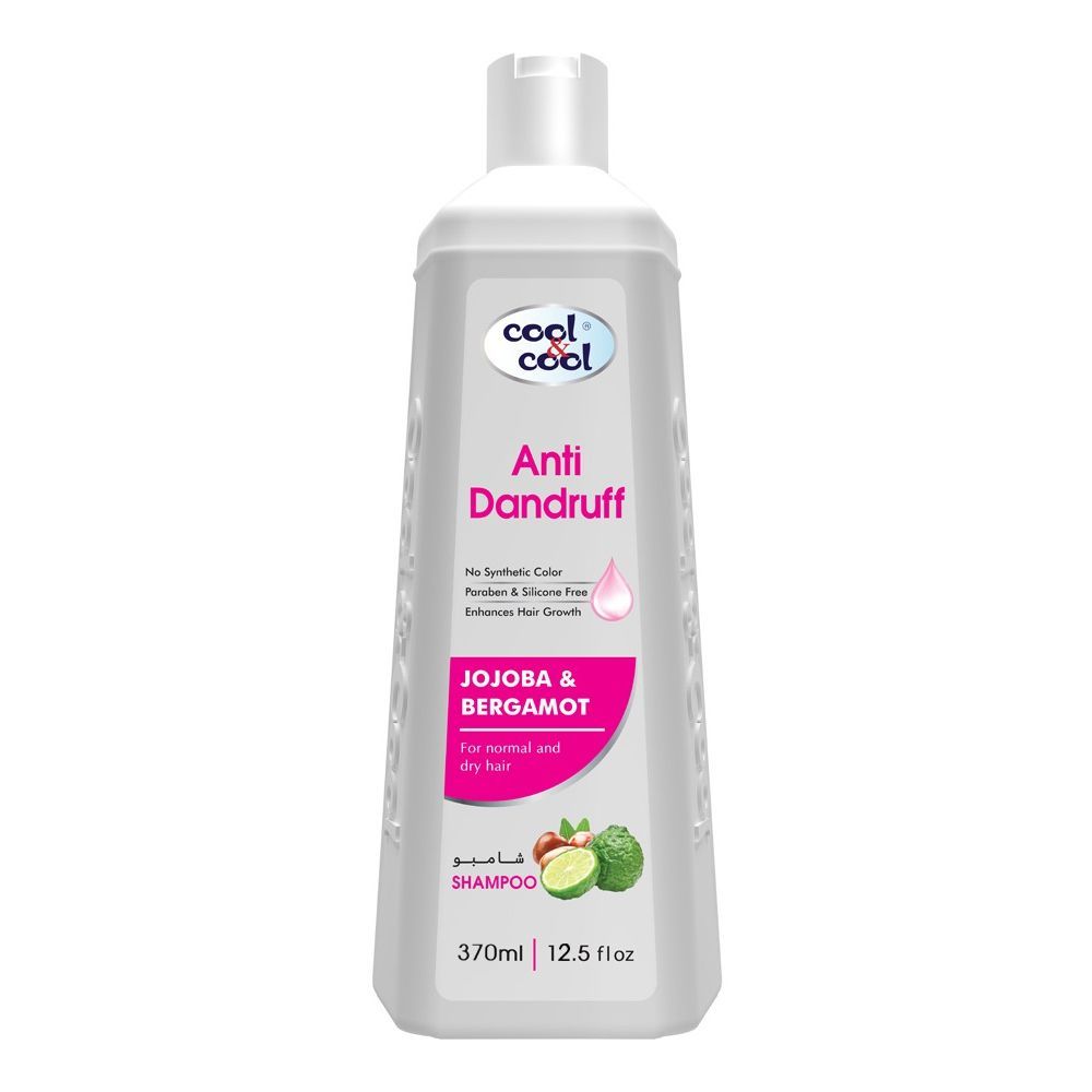 Cool & Cool Jojoba & Bergamot Anti Dandruff Shampoo, Paraben And Silicone Free Shampoo, For Normal And Dry Hair, 370ml