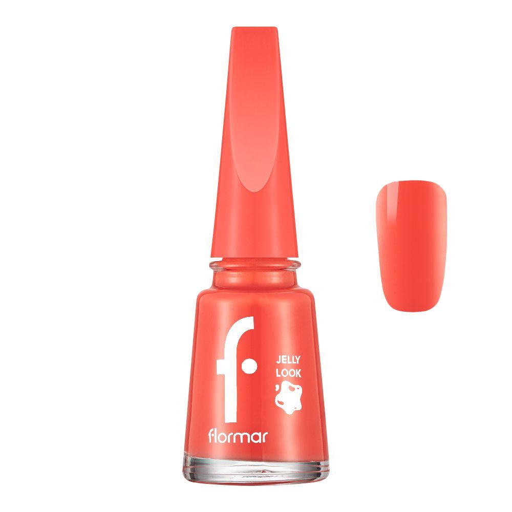 Flormar Jelly Look Nail Enamel, Gel Nail Polish Textured, Nail Polish With Thick Brush, Precious Coral, 11ml, JL79