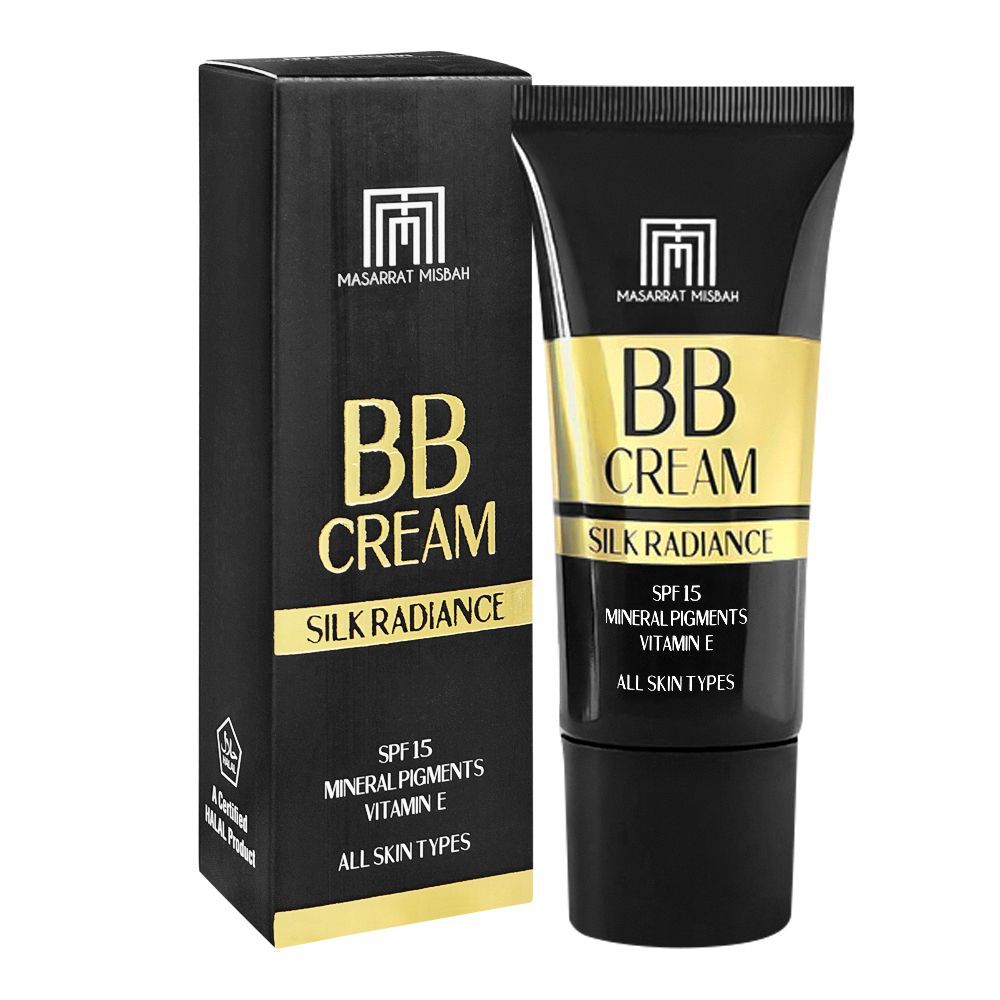 Masarrat Misbah Silk Radiance BB Cream Medium Tan, SPF 15, Mineral Pigments, Vitamin E, For All Skin Types, 30ml