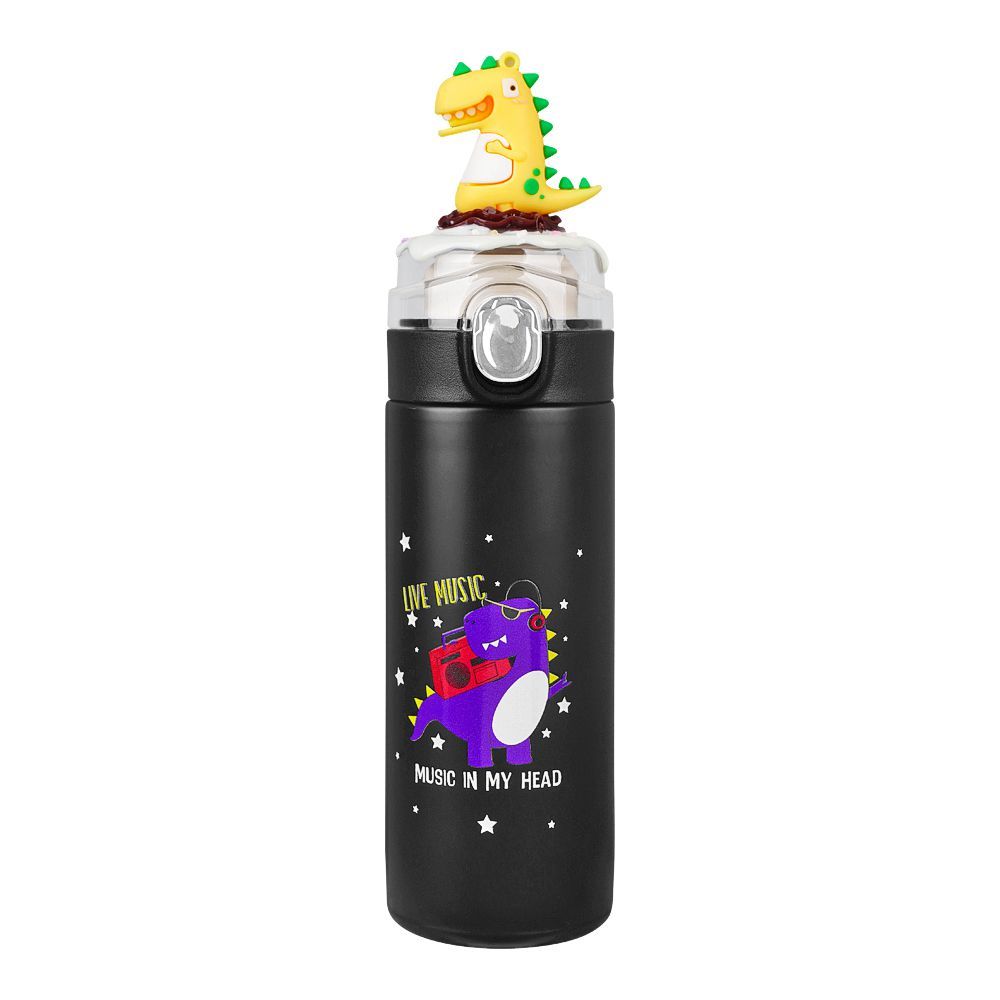 Dinosaur Trendy Plastic Water Bottle, Leakproof Ideal for Office, School & Outdoor, Black, GWD078