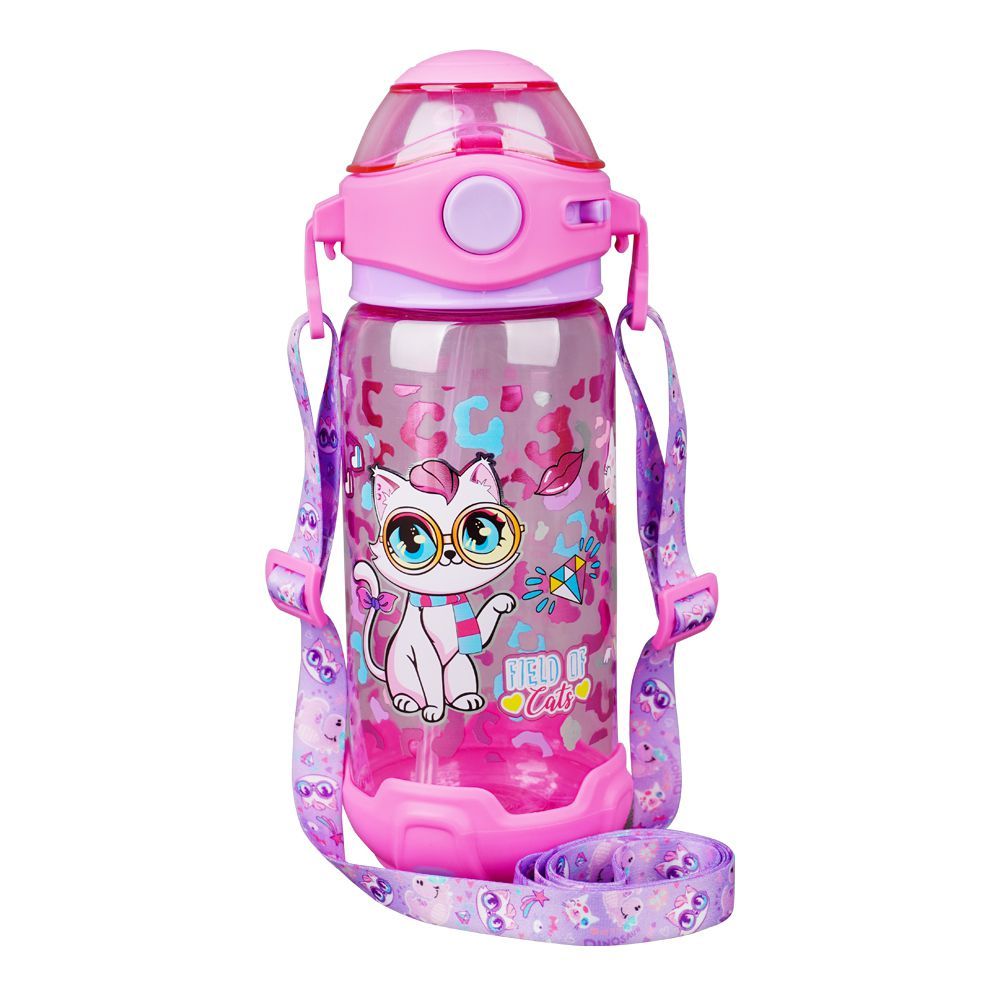 Order Cats Theme Plastic Water Bottle With Straw & Strap, 650ml ...