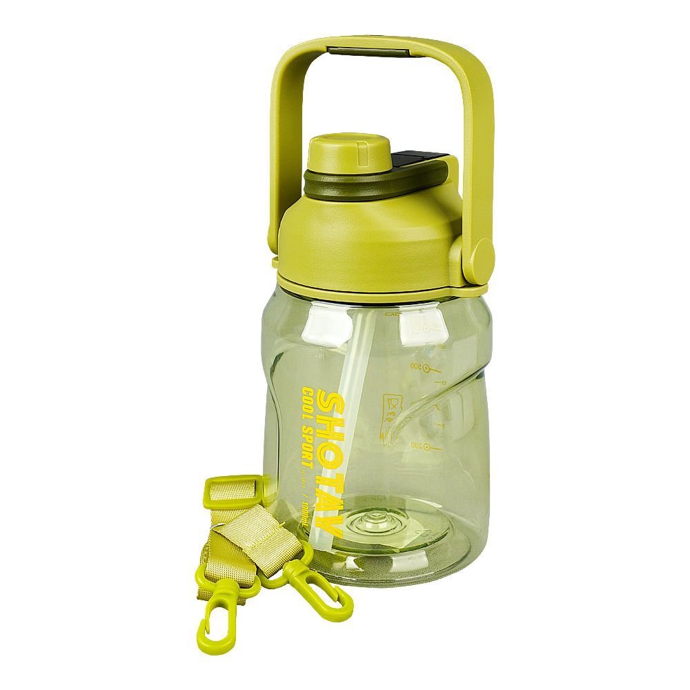 Shotay Cool Sport Plastic Water Bottle With Strap, 1000ml Capacity, Light Green