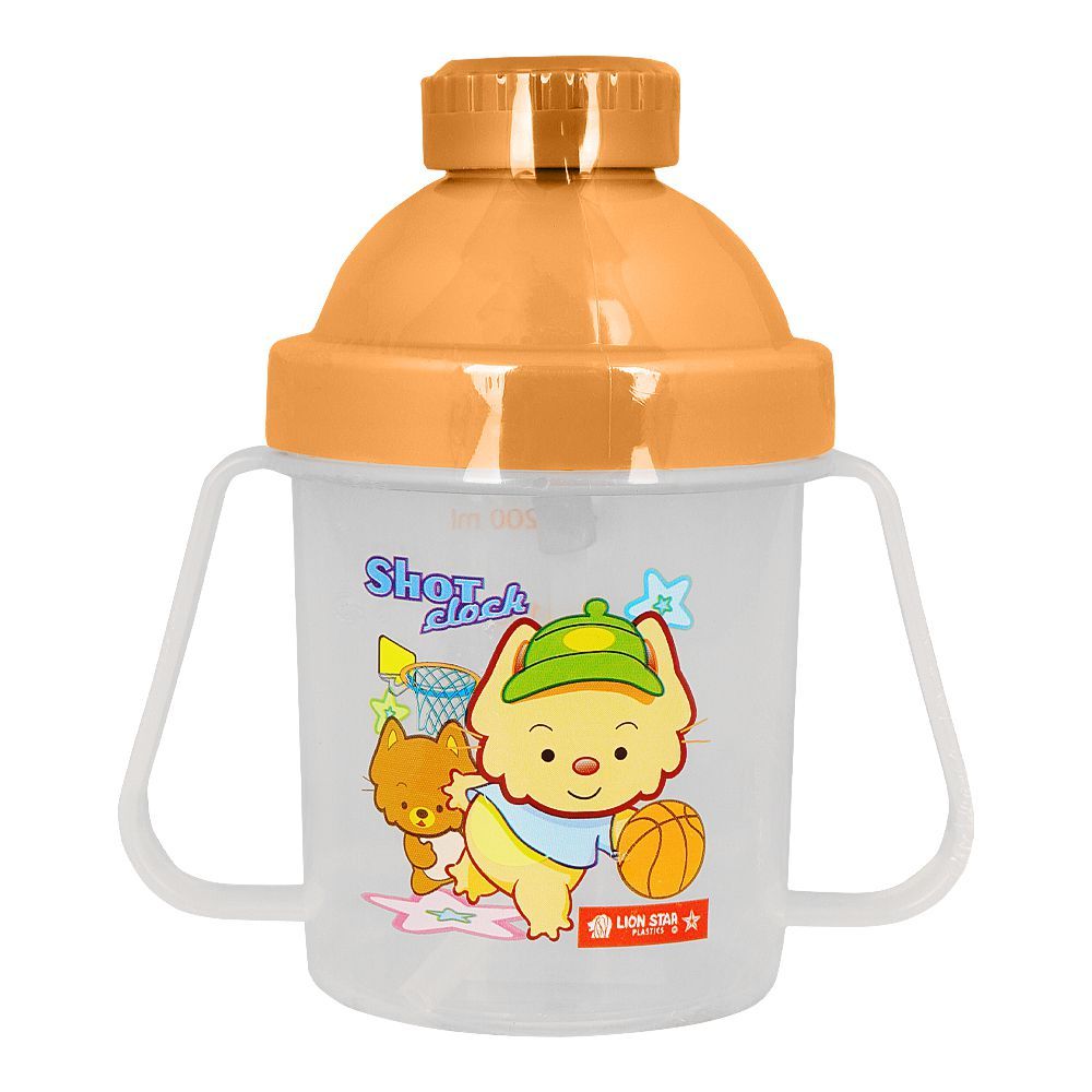 Lion Star Plastic Gogo Mug With Handles & Push Button, Baby Training Sippy Cup, 250ml, GL-35