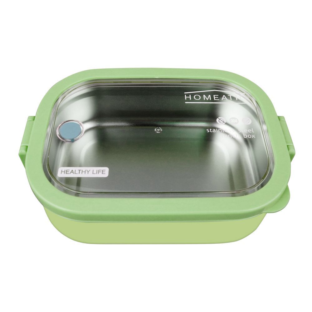 Homeatic Stainless Steel Lunch Box, Single Compartment, 1300ml Capacity, Green, HMT-006